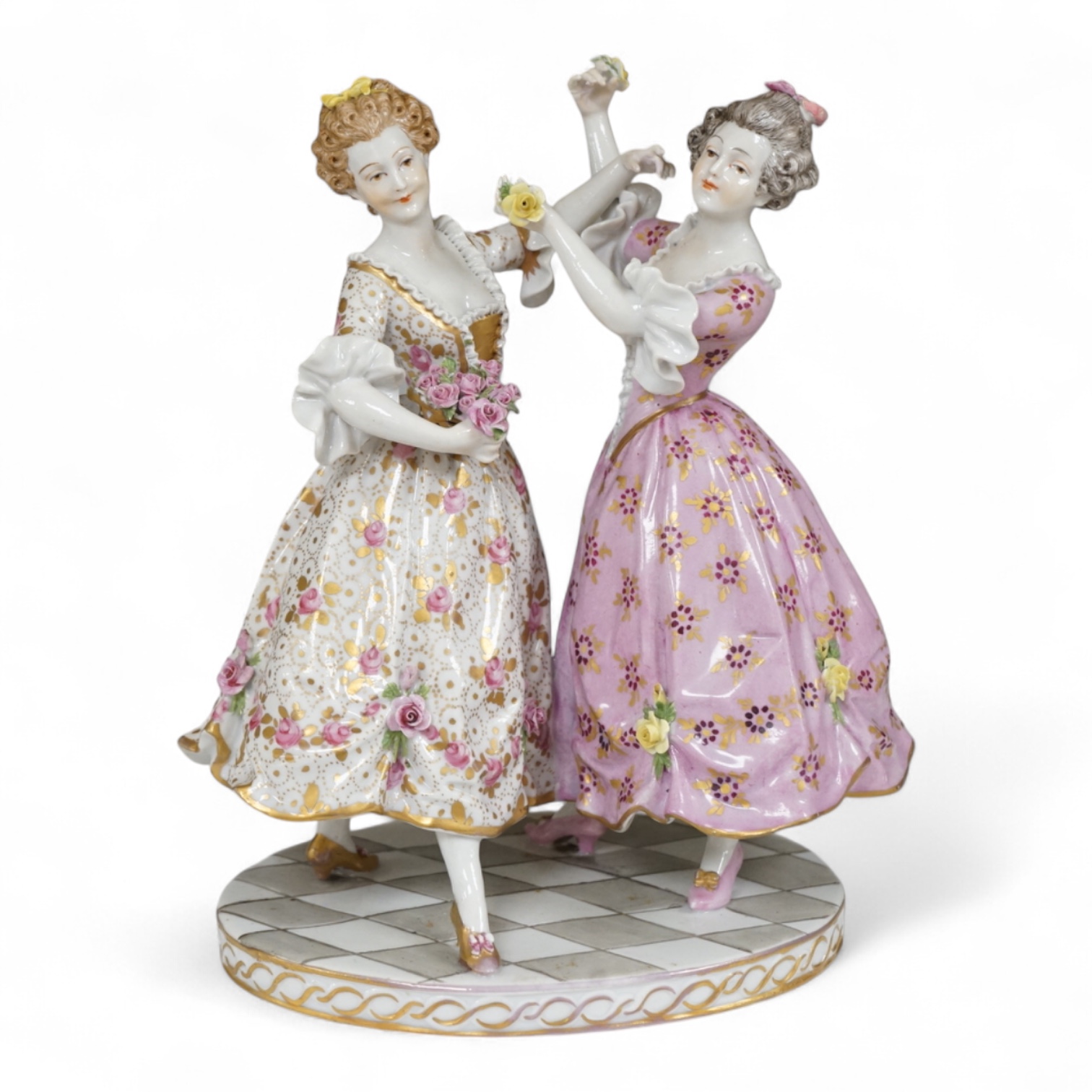 A Continental porcelain group of two dancers, 20cm high